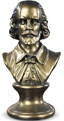 ZKSYLSM Shakespeare - Statua in bronzo a forma di busto, 30,5 cm, scultura in resina per biblioteca e pianoforte
