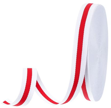 PATIKIL 5/8 Blanc Rouge Ruban Gros-Grain Rayé, 25 Yard Ruban en Tissu Polyester à Rayures Double Face pour Emballage Cadeau, Fabrication de Nœuds, Décorations de Noël
