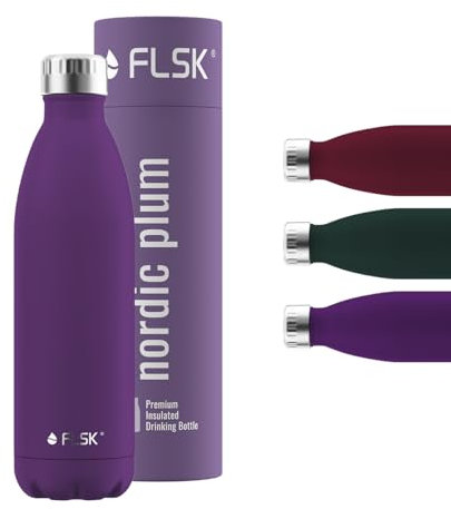 FLSK Trinkflasche – Premium Edelstahl Thermosflasche – 100 % auslaufsicher & kohlensäuregeeignet – hält 24 h kalt & 18 h heiß – BPA-frei (nordic plum, 750 ml)