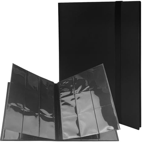 MeoZynxadril Tarjetas Coleccionables, 20 Paginas álbum de Tarjetas, 360 álbum de Cartas, Álbum Impermeable y Antideslizante, Colección Tarjetas, para Coleccionar y Guardar Naipes, Negro