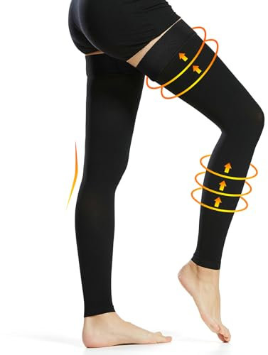 Ailaka 20-30 mmHg Kompressionsstrümpfe für Frauen und Männer, Oberschenkel-Länge, Mit Silikonrand für besseren Halt