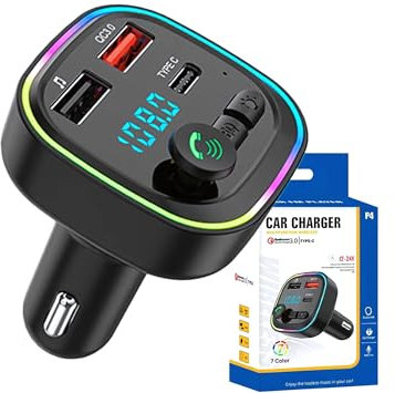 FM Transmitter - Car accessories, Car Bluetooth 5.4 Wireless Radio Adapter, Universal Car Charger with QC3.0 Quick Charging, MP3 Player,1 USB A 1 Type C, Hands Free Calling, Supports USB/TF/Mic