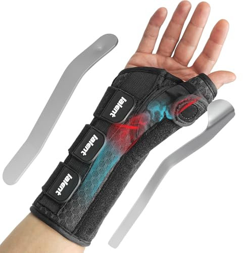 Lalent Wrist Support Brace with Metal Splint Thumb Support for Carpal Tunnel Arthritis Tendonitis Sprains, Wrist Splint for Trigger Thumb, Fit both Women and Men (Left Hand, L/XL)