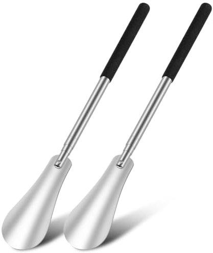 AYBUY Ausziehbarer Schuhlöffe,Teleskopisch 31~65.5cm, Schuhanzieher Lang Edelstahl,Schuhlöffel Lang Mit Ergonomischer Form,Leicht zu tragen für Reisen，für Herren, Damen, Kinder, Senioren