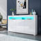 Sideboard Hochglanz 3 Türen Sideboard Schrank Aufbewahrungsschrank mit LED-Leuchten Moderne Wohnzimmer Schlafzimmer Möbel (Weiß)