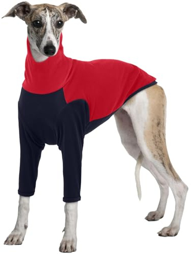 Rreyhound tröjor, polokrage hundtröja stor stickad hund jumper tröja stickat för Rreyhound Lurcher tröja Lurcher vinterkläder (röd, XL)