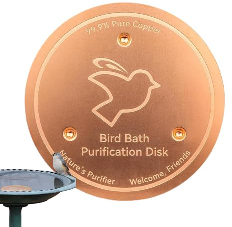 Disco de cobre para baño de pájaros, placa de purificación de soporte de triple punto, disco de fuente de agua, cuenco de limpieza de metal, accesorios de alimentación para agua limpia segura para