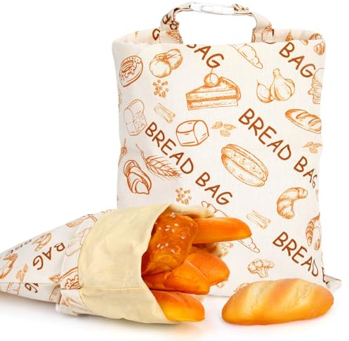 lasuroa Beeswax Bread Bag for Sourdough, 17x12in Reusable Homemade Waxed Bread Bag Cotton Food Storage Snack Bags Container Baking Supplies for Keeping Toaster Loaf Sandwich Fruits Vegetables Fresh