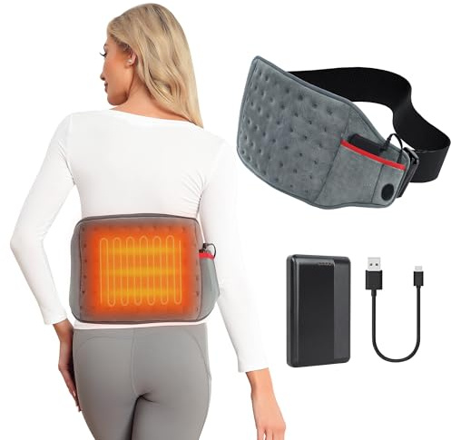 Kintiwe Termoforo, Fascia Lombare Riscaldante con 10000mAh Batteria 3 Livelli di Temperatura, Termoforo Elettrico Allevia il Dolore Corporeo per Schiena, Cervicale, Addome