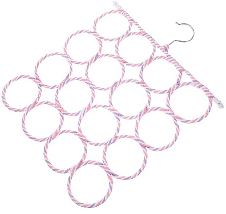 WEKADRIN Perchero Plegable para Corbatas y Bufandas 16 Anillos, Organizador de Almacenamiento de Cuerda de Papel y Hierro para Armario y Hogar Color Aleatorio