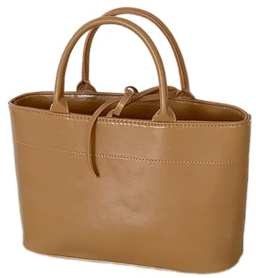 Borsa da donna funzionale versatile di grande capacità borsa elegante coreana in pelle PU chiusura a cravatta borsa per uso quotidiano borsa con manico superiore, Albicocca, One Size