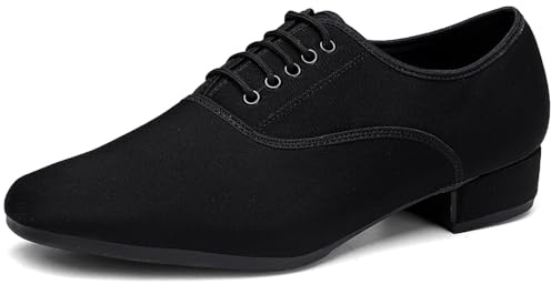 Hiuzylqx Scarpe da Ballo Standard Uomo Standard Salsa Tango Professionali Tacco 2.5 cm Comodo,Morbido per Balli Latini,Insegnanti di Danza, 3 opzioni di Suola Disponibili,B Rubber Sole,45 EU