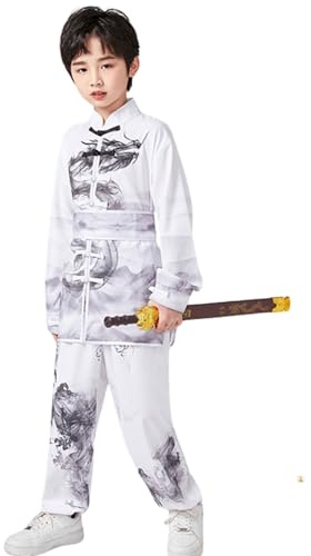 CHAGME Kung Fu Hanfu for Boy Tai Chi Performance Costumes Tang Suit for Kid Dragon Soul Ink Painting