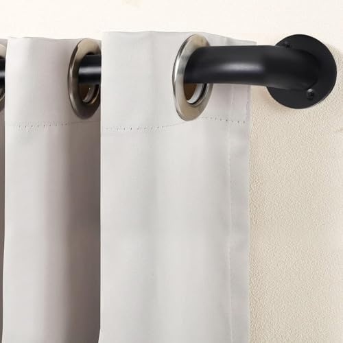 Hafaa Blackout Curtain Poles Adjustable Room Darkening Decorative Window Curtain Pole Includes 160 to 300 cm Extendable Curtain Rod, 60mm Size Finials, Rings, Brackets & Fittings Set, Matte Black