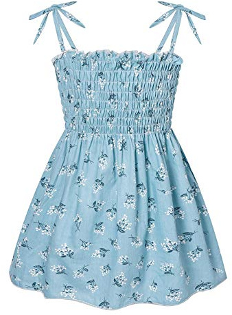 Vestido floral de margaritas para niños pequeños, ropa de playa, ropa de bebé, vestido de verano, vestido infantil, azul, 4-5 años