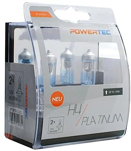 M-Tech ptzpt4-duo Leuchtmittel PowerTech Platinum + 130% H4 12 V 60/55 W, Weiß