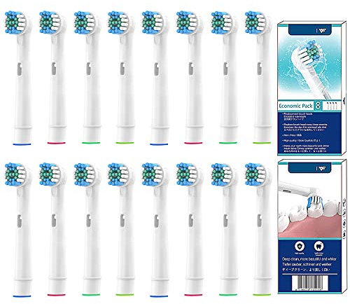 YanBan Spazzolino di ricambio compatibile per Oral b testine di spazzolino, per Braun spazzolino elettrico ricaricabile, 16 pezzi ricambio per Vitality 3D
