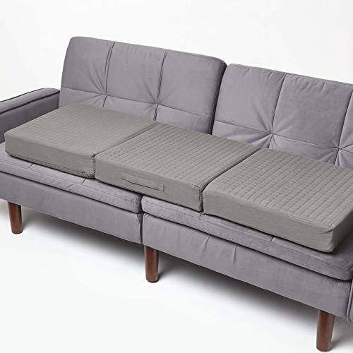 Homescapes Sitzerhöhung Sofa 3-Sitzer grau 150x50x10 cm, Dicke Sitzkissen Erhöhung für Erwachsene & Senioren, klappbares Aufstehkissen, orthopädischer Schaumstoff mit Baumwollbezug