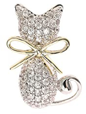 Broche de gato con diamantes de imitación para mujeres y niñas, broches de solapa de animales de cristal, delicados y pequeños accesorios de vestir, ramillete para sombrero, bolsa, traje, corbata,