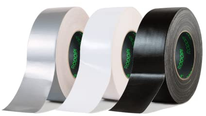 RODOPI Pansartejp FixGrip 50 mm x 50 m tygband silver svart vit pansartejp extra stark tygtejp tjocklek 0,15 mm Gaffa Tape Duct Tape vattentät (3 rullar, silver)