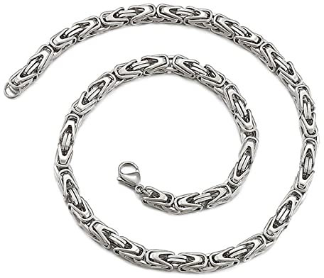 Edelstahl Kette Frauen 45 cm, Halskette für Anhänger Damen Königskette 6mm Breit Silber