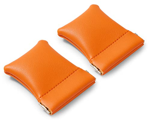 Woodten 2 Pack PU Leather Slim Engagement Wedding Ring Pouch Leather Jewelry Pouch Christmas,Wedding Party Favor Gift Bag(Orange)