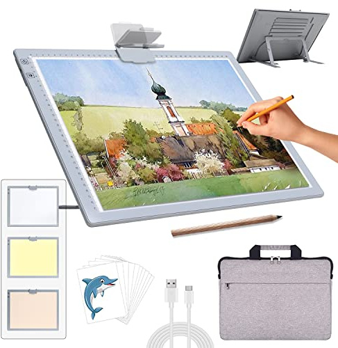 Mesa luminosa A3 gris con bolsa