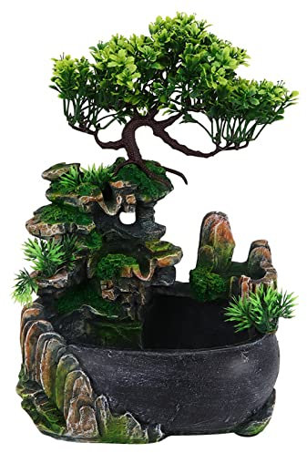 lyrlody Fontana da tavolo in pietra da giardino, cascata di meditazione zen per interni con pompa automatica, per decorazione da scrivania in camera da letto (EU 220 V)