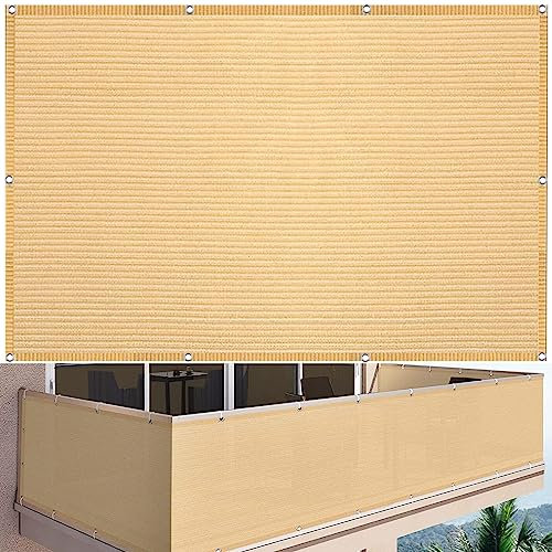 YANHONG Recinzione Copertura per Balcone 105x350cm(41x138inch) Recinzione Copertura Schermante per Balcone Privacy Resistente alle intemperie per Balcone da Giardino, Color Crema