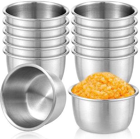 JTNero 12 cuencos pequeños de acero inoxidable 304 para salsas, postres y aperitivos, para casa, fiestas, restaurantes, 45/55 ml, diámetro de 5,5/6 cm (5,5 cm-45 ml)