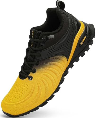 Kricely traillöparskor herr löparskor gator sneakers lätta vandringsskor träningsskor trekkingskor, GUL, 40 EU