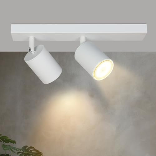 Glitzerlife Deckenstrahler 2 Flammig Flurlampe Weiss - Deckenspot GU10 Deckenlampe Modern Deckenleuchte Spot Schwenkbar 350° MAX.25W Wandstrahler für Küche Schlafzimmer Balkon(ohne Leuchtmittel)