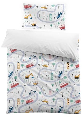 MUSOLEI Funda nórdica Coche Infantil para niños Fundas de edredón Cama 90 Individual 135x200cm Microfibra impresión 3D 1 Juego de Ropa de cama1 Funda de Almohada 50x75cm