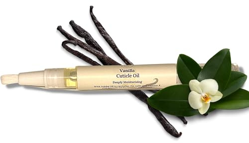 Vanilla Cuticle Oil Made With Natural Ingredients & 100% Pure Essential Oils. Vegan & Cruelty Free. Soft Brush for Easy Application. Moisturising, Quick Absorption (3ml Twist Pen)