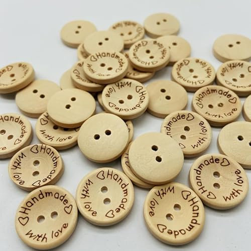 UOPMQGB Zwei Loch Runde Holzknöpfe, handgefertigte Knöpfe, schöne handgefertigte Knöpfe, 3 Größen, 150 handgefertigte Holzknöpfe zum Nähen und Basteln Dekoration
