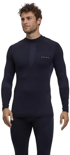 FALKE herr Baslager Ovandel Warm Turtleneck M L/s Sh funktionellt garn snabbtorkande 1 del, Svart Black 3000, XXL