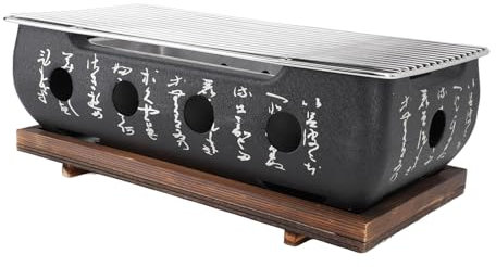 Barbacoa de estilo japonés, portátil, de aleación de aluminio, con rejilla de alambre y base, utensilios de mesa japoneses (XL)