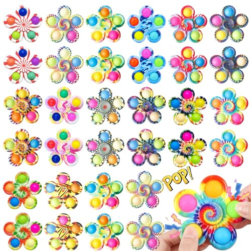 Fidget Spinner Bulk 32PCS, Sensory Toys for Kids and Adults, Stress Relief for ADHD and Autism, Perfect Birthday and Christmas Goodie Bag Stuffers, Classroom Prizes for Students