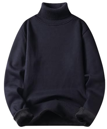 Générique Col Roulé Homme Coton Homme Pull Col Roulé Basique Slim Fit Hiver Polaire Manches Longues Chaud Sweat Pullover