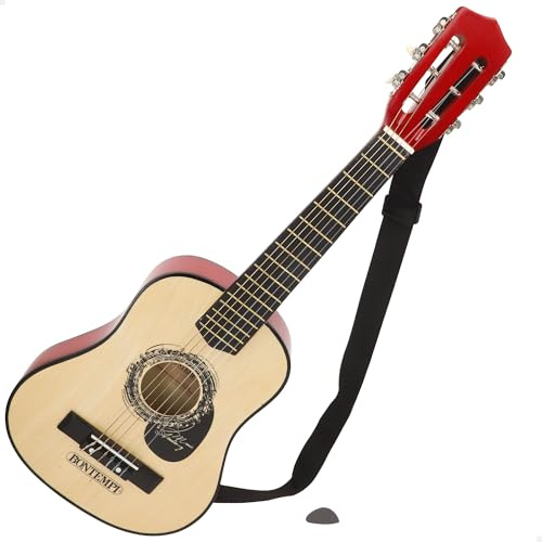 ColorBaby Bontempi 39231 Guitare Classique en Bois avec Sangle, 6 Cordes fonctionnelles, Design Traditionnel, Corps Brillant, légère et maniable, pour débuter la Musique à partir de 5 Ans