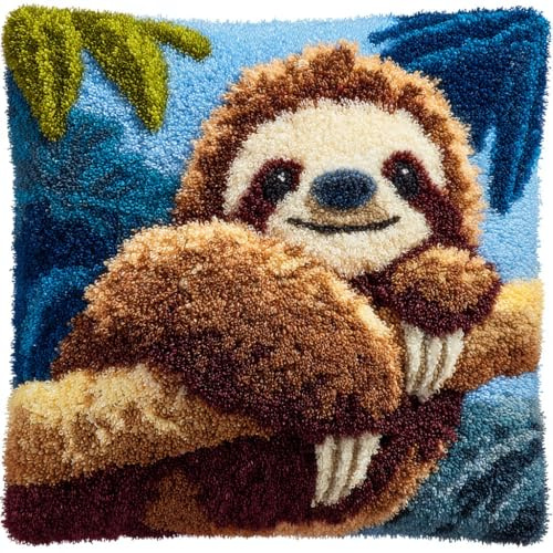 Henypt Kit ganci di chiusura fai-da-te Bradipo animale Kit per cuscini con ganci di chiusura Kits per cuscino cucito 43x43cm