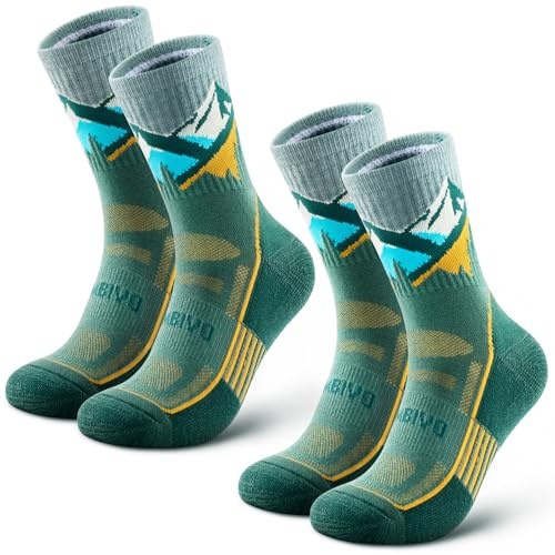 CAMBIVO Calcetines Antiampollas Senderismo Hombre Mujer, Merino Lana Calcetines Trekking, Transpirables Acolchado y Sin Costuras, Medias Deporte, para Trail Running, Ciclismo, Ski, Moda, 2 Pares