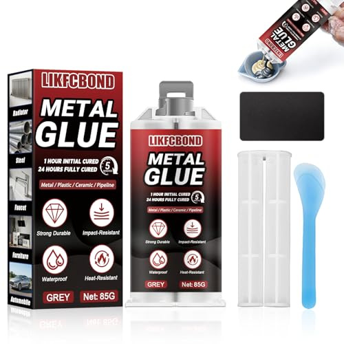 LIKFCBOND Pegamento para Metal, 85g Pasta de Soldadura en Frío de Metal Líquido, Secado Rápido y Resistente, Adhesivo Metal Extra Fuerte para Soldar y Reparar Metal, Acero Inoxidable y Aluminio
