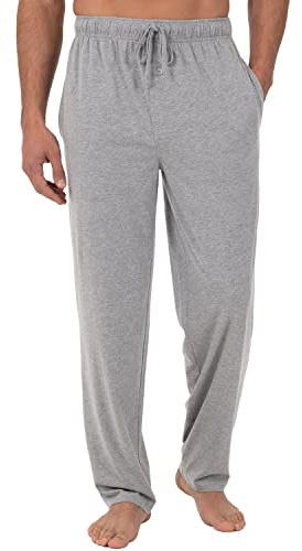 Fruit of the Loom Men's Extended Sizes Jersey Knit Sleep Pajama Lounge Pant, Light Grey Heather, Small