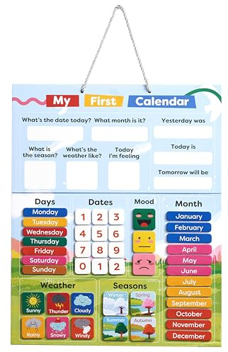Chuckle My First Calendar for Kids - Days of the Week & Weather Learning Chart - 40 x 32cm, Magnetic with Hanging Loop, Educational Children Toy for Home & Classroom