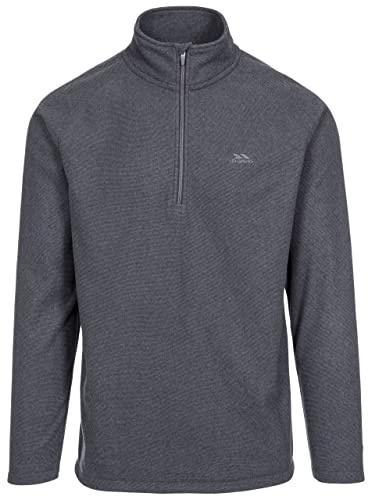 Trespass Mens Fleece Pullover Keynote - Contrast Trims, 1/2 Neck Zip, Brushed Back, Knitted, 100% Polyester Charcoal