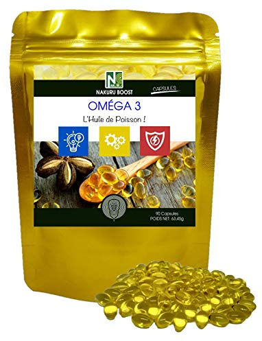 NAKURU | Oméga 3 | 90 Capsules de 705mg | Gamme Boost | Fabriqué en France | L'Huile de Poisson !