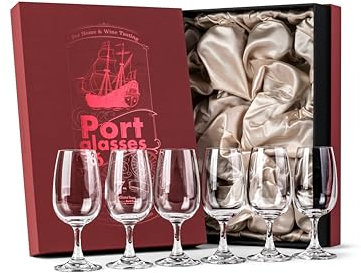 Kristall Port, Sherry und Dessertwein Gläser | 6er Set | Professionelle 200 ml Portweingläser mit Stiel für Verkostung und Nosing Aromatischen Likör | Spülmaschinenfest Bleifrei Kristallglas