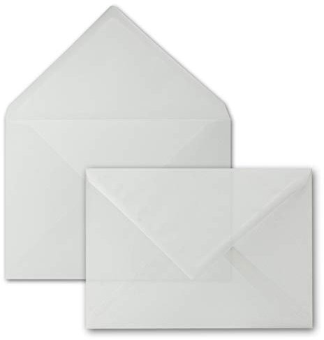 200x Briefumschläge DIN C5-162 x 229 mm - transparent-Weiß - Nassklebung - Premium Qualität - 92 g/m² - 16,2 x 22,9 cm - durchsichtige Kuverts - GUSTAV NEUSER