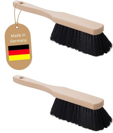 Novaliv 2er Set KUNSTBORSTEN SCHWARZ Handfeger Holz Besen weiche Borsten geeignet für Kehrgarnitur Camping Handfeger Auto Besenbürste - Idealer Schneebesen Auto Hand Brush Handbesen Holz Handkehrer